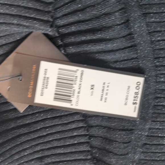 BCBGMaxAzria Black Glitter Tie Front Tube Top Size XS NWT Party Clubbing Top - Picture 4 of 7